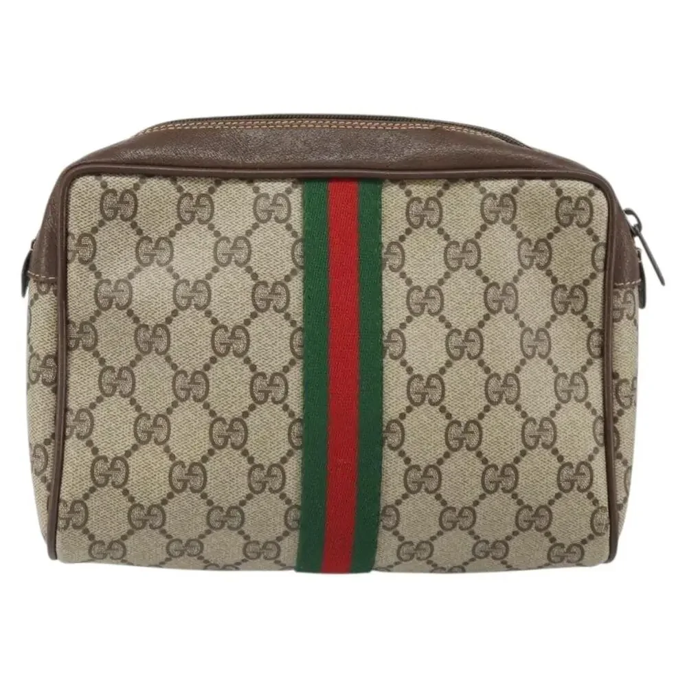 Gucci GG Supreme Web Clutch Bag Beige